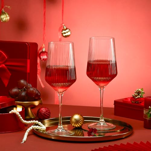 Image of Borosil 400ml x 2pc Diamond Wine Glass Set | Wine Glasses for Red & White Wine, Cocktails & Mocktails | Elegant Glassware for Home, Parties & Gifting