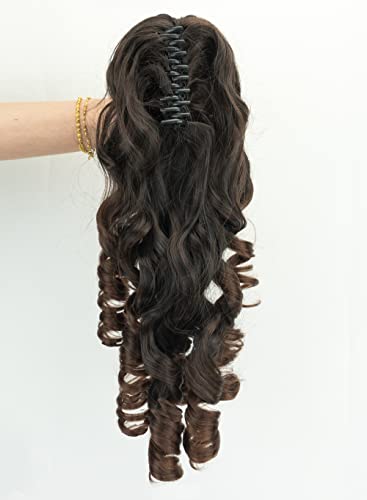 IMISSU Long Curly Claw Ponytail Clip On Hair Extension Pony Tail Hair Piece (Black Ombre Brown 1T33) - Image 3