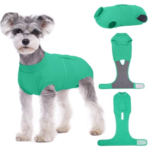 Kuoser Dog Surgery Suit Female Spay, Dog Recovery Suit Male Neuter, Puppy Clothes Onesie for Surgery Anti Licking Abdominal Wounds Pet Surgical Recovery Bodysuit Shirt, Substitute E-Collar & Cone