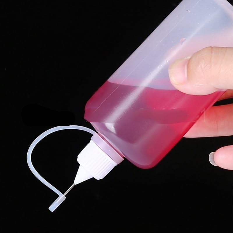 Flacon sauce Bouteille de colle à presser pointe d'aiguille, bouteille distribution en plastique PE, récipient d'huile peinture, 5ml 10ml 30ml 50ml 100ml(100 Pieces,10ml)