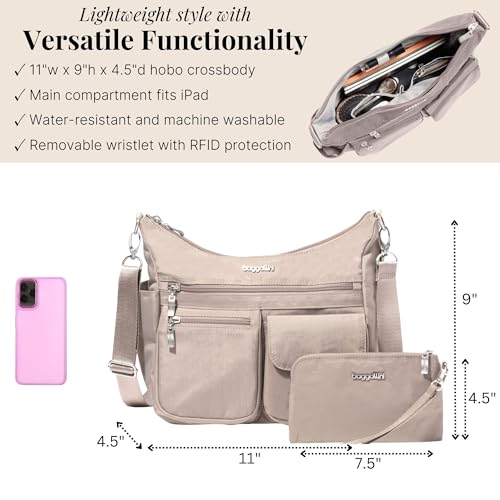 Image of Baggallini Modern Everywhere Crossbody Bag for Women 11x9x4.5 Rfid Hobo Bag
