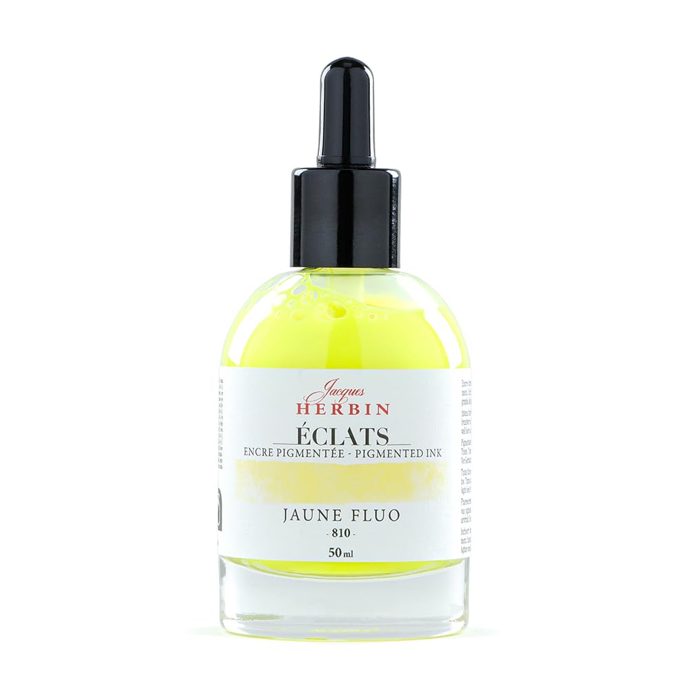 Jacques Herbin 16810TAMZ - Jaune Fluo/ Fluorescent Yellow Radiance Pigmented Fine Art Ink 50ml - Painting - Drawing - Calligraphy - Creative - Arts & Crafts