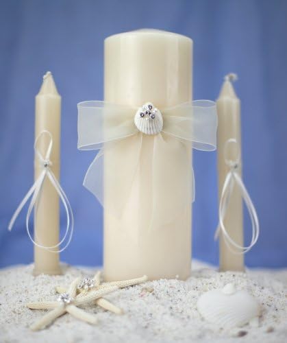 Rhinestone Shell Hawaiian Beach Wedding Unity Candle Set