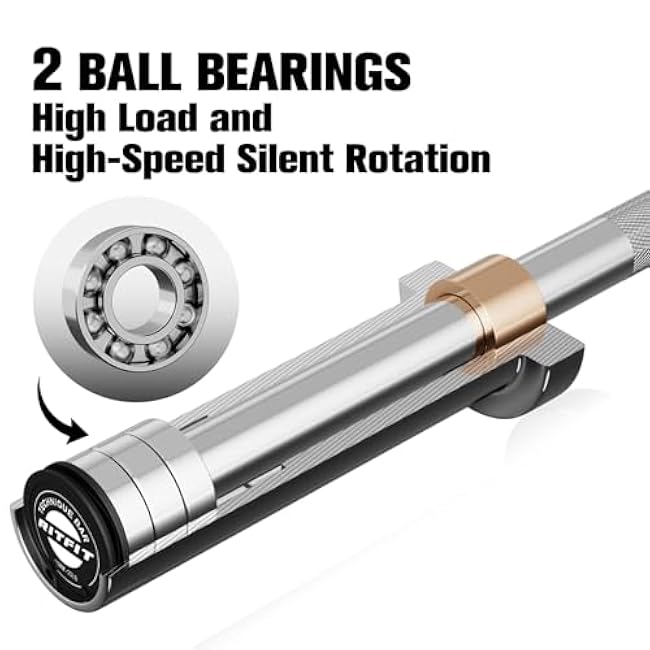 RITFIT Olympic Barbell 4ft/4.8ft/6ft - 2 Inch Weight Bar for Strength Training, Weightlifting, Squat, Deadlift, Bench Press, Curl, Overhead Press - 350lbs/500lbs Capacity