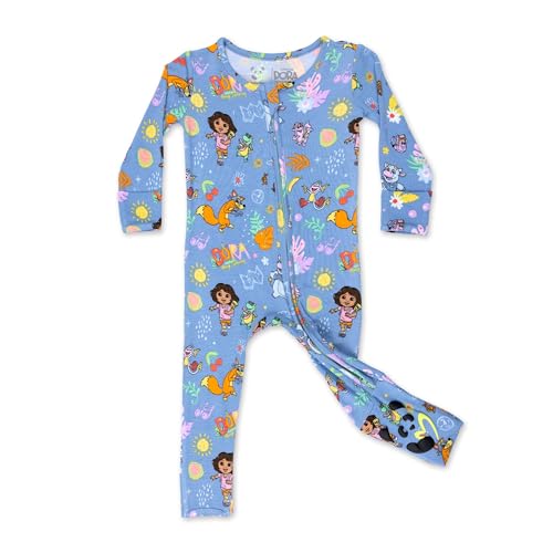 Bellabu Bear Dora Convertible Footies for Baby Boys & Girls, Rayon from Bamboo (Fiesta Fun, 12-18 Months)