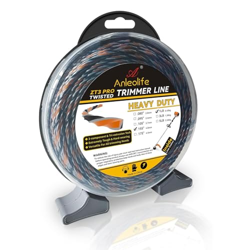 A ANLEOLIFE 1-Pound ZT3 Pro Heavy Duty Diamond .155-Inch-by-148-ft Twisted Trimmer Line Donut,3-Component Tri-Extrusion 4.0-mm-by-45-meter Weed Eater String