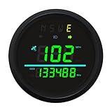 85mm Auto Digital Speedometer Odometer Tripmeter GPS Type 0-999 KM/H MPH with Turn Light High Beam 9-32VDC Waterproof for Car Motorbike Truck (Green)