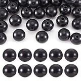 Craftdady 50Pcs 29-30mm Natural Round Wood Beads Black Wooden Ball Spacer Beads with 5mm Large Hole for Macrame Jewelry Craft Making
