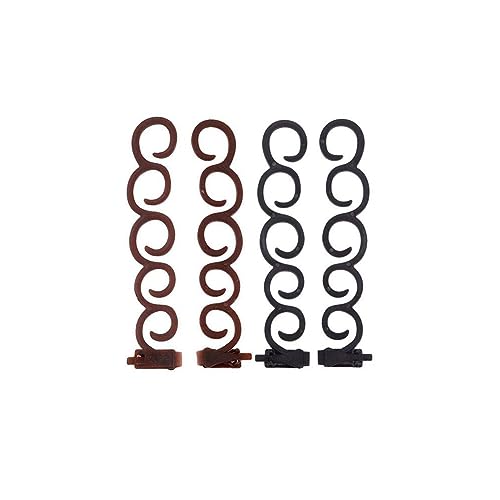AKOAK 4 Pcs Braid Tools, Hair End Styling Tool Set for Women and Girls, PP Plastic, Black + Brown (2 Pieces Each Color), Durable, Flexible, Lightweight, Suitable for Any Hair Type