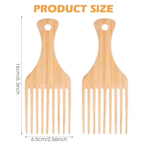 4 peines de madera para cabello rizado 15.7 cm miniatura 2
