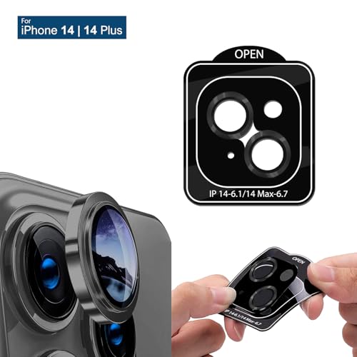 Image of GRIPP 2in1 Focal Camera Lens Protector for iPhone 14, iPhone 14 Plus, Aluminium Alloy Ring, Ultra-Clear HD Glass, Scratch-Resistant, Case Friendly, Easy Install - Black