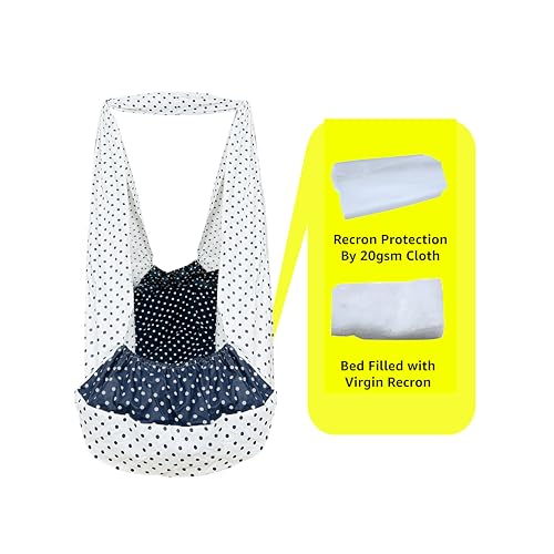 Image of beetot Baby Cradle Set Swing /Jhula (Thottil Cloth, Palna, Dolna) | Hanging Cradle with Removable Bed, Mosquito Net, Spring, Triangle Hanger | Up to 15 kg | 0-2 Years | PRE-LT Navy DOT-PRINT-15983