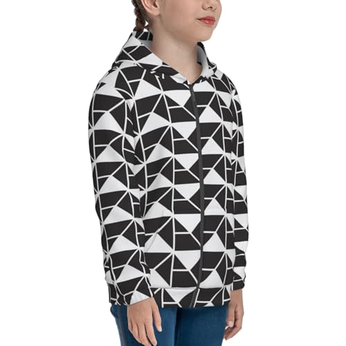 Abstract Geometric Texture Kid Hoodies Boys Zip Up Sweatshirts Girls Pullover with Pocket4