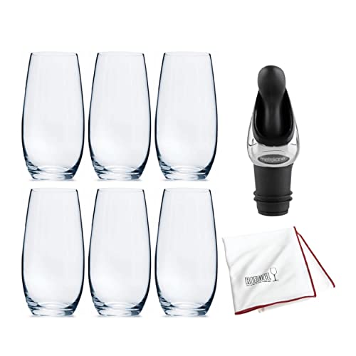 Riedel O Wine Tumbler Champagne, Set Of 6 Includes Wine Pourer With Stopper And Polishing Cloth Bundle #TOP21