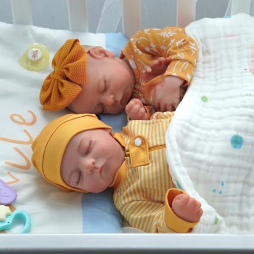 JIZHI Reborn Dolls Twins - 20-inches Realistic Newborn Baby Boy Girl with Soft Vinyl Limbs, Lifelike Baby Dolls Twins with Clothes for Children 3+ — photo 5