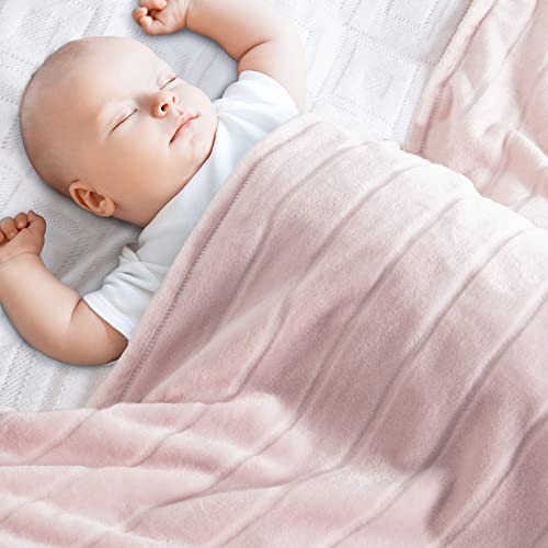 Image of Bertte Plush Baby Blanket Swaddle Receiving Blankets Super Soft Warm Lightweight Breathable Unisex for Infant Toddler Crib Stroller, 33''x 43'', Pink