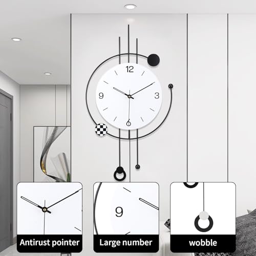 Large Modern Wall Clock for Living Room Decor Big Decorative Clock Pendulum Wall Battery Operated Non Ticking for Bedroom Kitchen Office Home Unique Clocks Wall Decor 13 * 30 Inch - Image 3