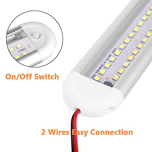 URAQT 12 V LED-Innenlichtleiste, 80 LEDs, 1600 lm, 8 W Gleichstrom, 12 Volt, LED-Lichtstreifen mit An-/Aus-Schalter mit 2 Verlängerungskabeln für Wohnmobil, LKW, Van, Wohnmobil, Anhänger