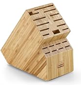 Cooks Bloco de armazenamento de facas de bambu padrão sem facas, suporte universal de 20 compartimentos...