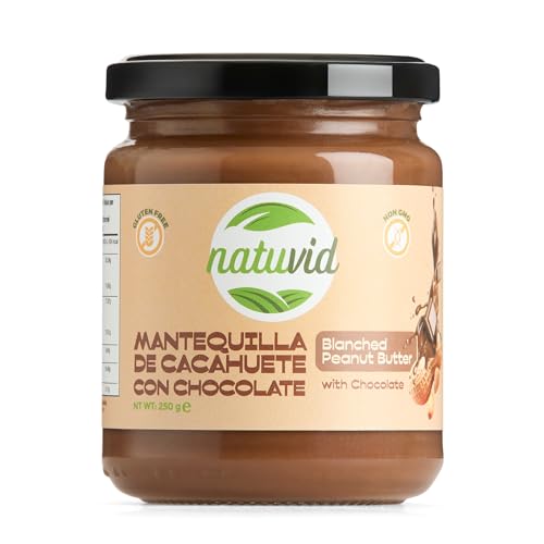 Natuvid Mantequilla de Cacahuete con Chocolate Belga – Sin Aceite de Palma – Sin Gluten – Vegana – 250g