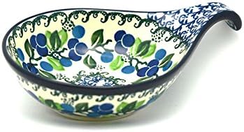 Polish Pottery Spoon/Ladle Rest - Blue Berries