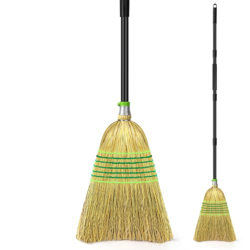 BUVE Heavy-Duty Corn Outdoor Broom with 54 Inch Long Handle