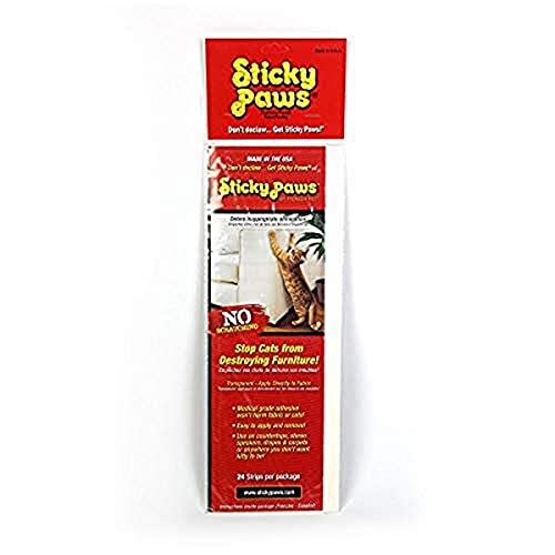 Sticky Paws Pioneer Pet Cat Training Aid - Deter Scratching - Sticky Sheets (Strips (2 x 12))