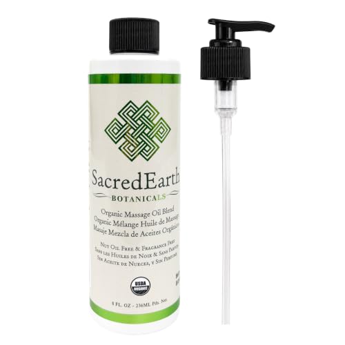 Organic Massage Oil Blend (8oz) - Unscented Nut Oil Free Gluten Free and USDA Certified Organic
