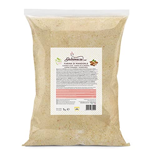 Dolcincasa-com Harina de Almendras con Proteína de Fibra Perfecta para la Cocción de Todo Tipo de Dulces Pastelería Sin Gluten Polvo 1 kg Paquete