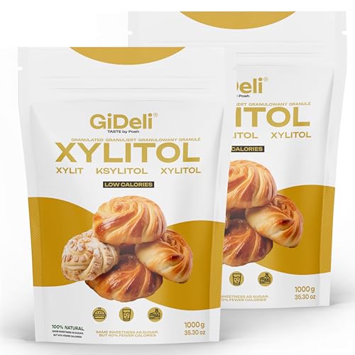 GiDeli Xilitolo Zucchero originale dalla Finlandia 2 kg di zucchero di betulla di ricambio per alimenti come dolcificante vegano e dentale