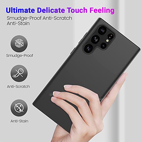 Image of LIRAMARK Liquid Silicone Soft Back Cover Case for Samsung Galaxy S22 Ultra (Black)