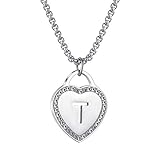 Inicial de plata para mujer, corazón de amor de acero inoxidable, letra pequeña, joyería de nombre personalizada para regalo de novia, 26 letras del alfabeto