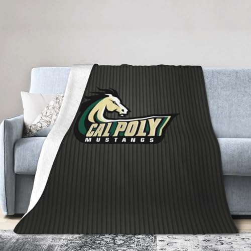 Cal Poly Mustangs Fleece Blanket, Very Soft Microfiber Flannel Blanket for Couch Warm and Cozy for All Seasons