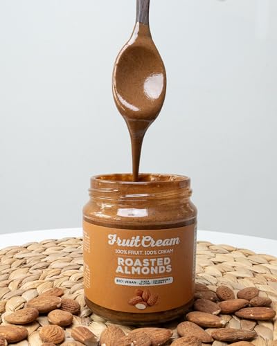 FruitCream 100% MANDELCREME Glas 250g | Ohne Zuckerzusatz | 100% Mandelmus | Ohne Palmöl | Mit italienischen Mandeln | Glutenfrei | Proteincreme