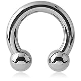 INOKI - Hufeisen Stahl mit Kugeln - Drahtstärke 9 mm, Durchmesser 16 mm, Ball 12 mm