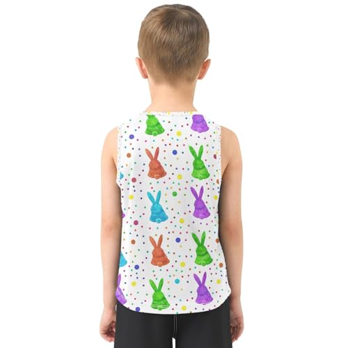 J JOYSAY Colorful Bunny Dot White Boys Tank Top Sleeveless Muscle Shirts Quick Dry Kids T-Shirts 3-15T3