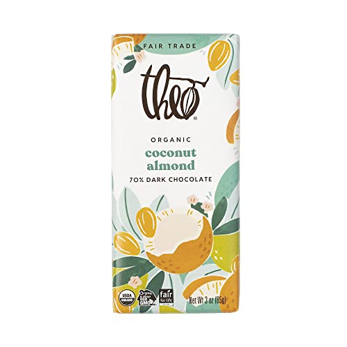 Theo Chocolate Limited Edition Coconut Almond Organic Dark Chocolate Bar, 70% Cacao, 6 Pack | Vegan, Fair Trade