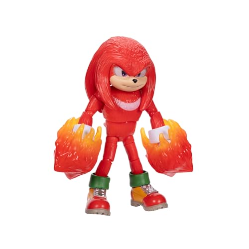 Sonic The Hedgehog Sonic 3 Movie Fire Fist Knuckles Toy Figure by Jakks Pacific, Stands 5” / 13 cm Tall - Image 2