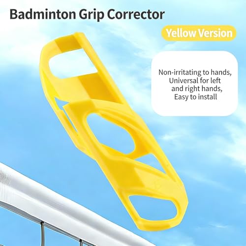 Image of Badminton Trainer, Badminton Grip and Racket Grip Corrector, Portable Badminton Practice Equipment for Home and Outdoor Training,Yellow Color