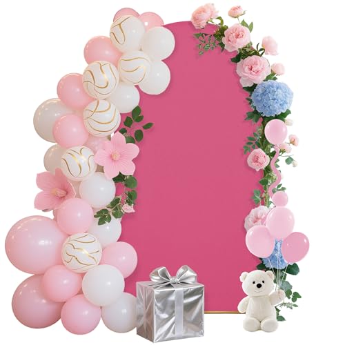 MRGSDL 6.6FT Wedding Arch Covers Arch Backdrop Cover Arch Stand Covers Set Arch Cover Spandex Fabric Stretchy Backdrop for Wedding Birthday Party Decoration Baby Shower (Rose Red)