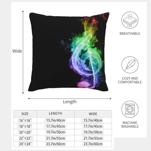 Taies d'oreiller imitation lin notes de musique multicolores housses de coussin - 5