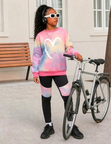 Image of Girls 2 Piece Outfits Kids Clothes Sets Sweatsuit Tracksuit Jogger Print Long Sleeve Sweatshirts Sweatpants 4-13Y