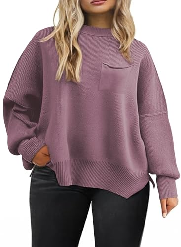 Eytino Plus Size Sweaters for Women Oversized High Neck Long Sleeve Knit Chunky Warm Pullover Sweaters Top with Pocket(1X-5X)