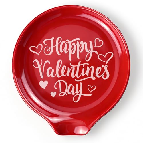 Valentine's Day Ceramic Spoon Rest (Red & White)