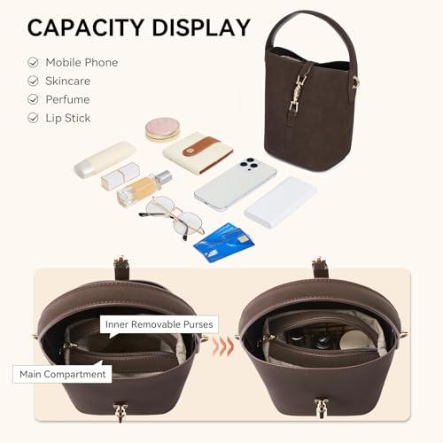 BOSTANTEN Small Bucket Bag for Women Crossbody Bags Trendy Vegan Leather Shoulder Purses Designer Ladies Handbags4