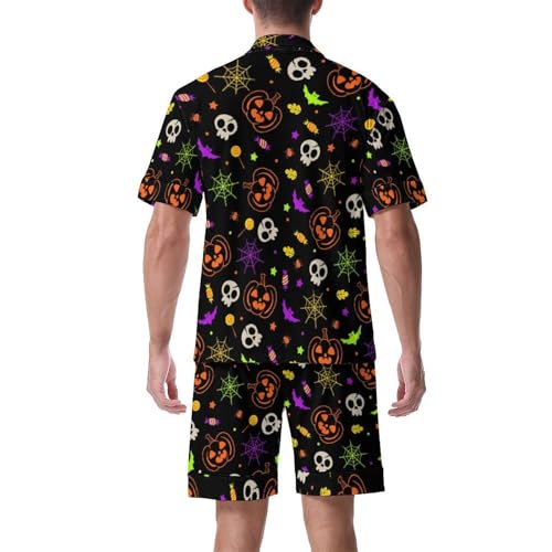 Men Pajamas Sets Short Sleeve Sleepwear Button-Down PJs Sets Two-Pieces Loungewear with Pockets2