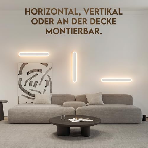 charlique® LED Wandleuchte innen - Pipe Light 60 cm, weiss, schlanke Wandlampe, Spiegelleuchte Bad, universelle Wandbeleuchtung für Badezimmer, Schlafzimmer, Wohnraum …