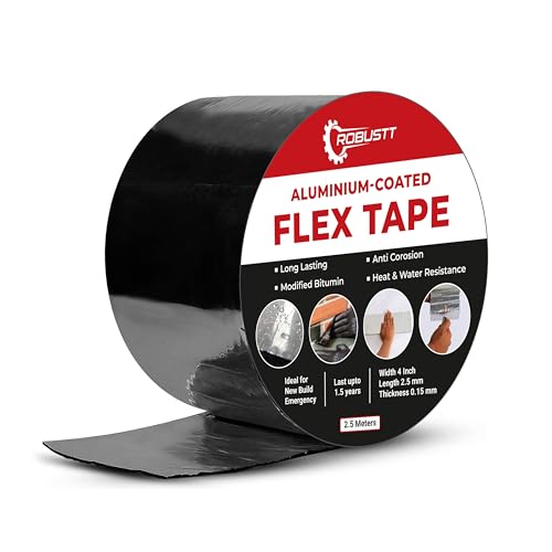 Image of Robustt Aluminium-Coated Flex Tape - 10 CM x 2.5 M � Super Strong Waterproof Solution for Water Leakages, Premium Sealing & Repairs (Pack of 5)