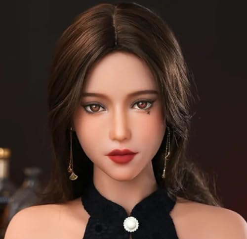 Full Size Female Sex Toy Sex Dolls Lifelike Silicone Female Face Love Doll Built-in Oral Channel Life Like Male Masturbator with Eyeballs Hair Wig Makeup Toy for Men Pleasure 7LB - Image 4