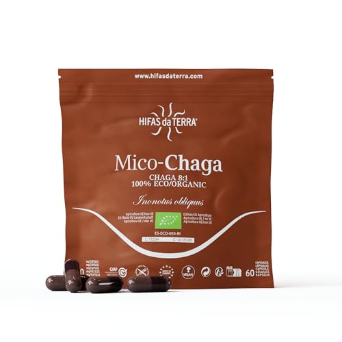 HIFAS DA TERRA - Mico-Chaga Extracto Puro de Chaga - Extracto de Hongos - Refill 60 Cápsulas